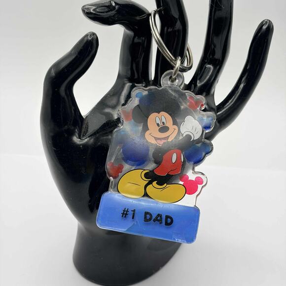Blue Disney Mickey Mouse #1 Dad Keychain - Picture 1 of 3